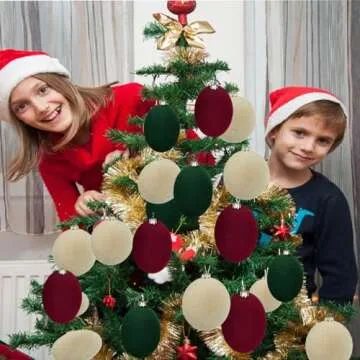 Jlong Velvet Christmas Ornaments - 12 Pcs Shatterproof Balls