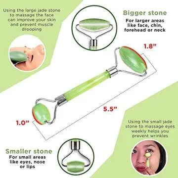 Jade Roller & Gua Sha Scraping Massage Tool By Truweo - Himalayan Anti-aging 100% Natural Facial Jade Stone Set - Face Eye Neck Beauty Roller For Slimming & Firming - Rejuvenate Skin & Remove Wrinkles
