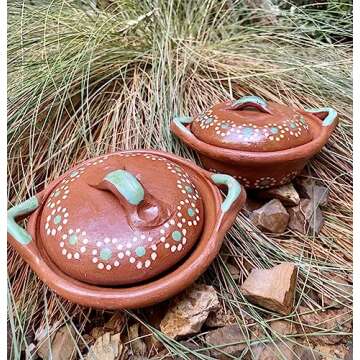 Salsero de Barro with Lid & Traditional Salsa Bowl Chip & Dip Molcajete Sauce Mexican