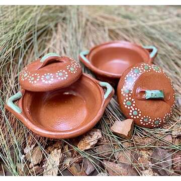 Salsero de Barro with Lid & Traditional Salsa Bowl Chip & Dip Molcajete Sauce Mexican