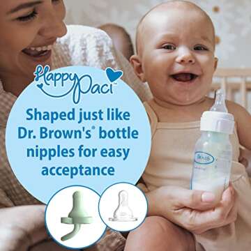 Dr. Brown's HappyPaci 100% Silicone Baby Pacifier, Contoured One-Piece Design, Cool Gray, Green, Ecr...