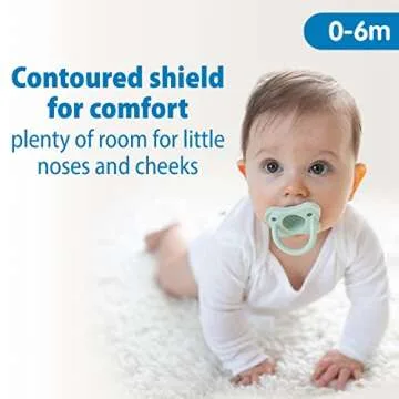 Dr. Brown's HappyPaci 100% Silicone Baby Pacifier, Contoured One-Piece Design, Cool Gray, Green, Ecru, 0-6m, BPA-Free, 3 Pack