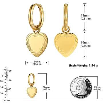 BUEMMR Forever Love Heart Geometric Punk Dangle Earrings for Women, 14K Gold Plated Jewelry gifts for Women