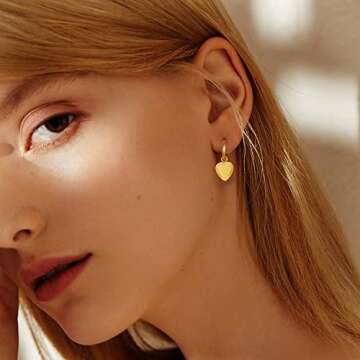 BUEMMR Forever Love Heart Geometric Punk Dangle Earrings for Women, 14K Gold Plated Jewelry gifts for Women