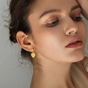 BUEMMR Forever Love Heart Geometric Punk Dangle Earrings for Women, 14K Gold Plated Jewelry gifts for Women