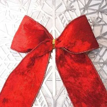 Red Velvet with Gold Metallic Backing Wired Ribbon 2.5 Inch x 10 Yards for Christmas Tree Topper Home Decoration Wreath Gift Wrapping DIY Craft
