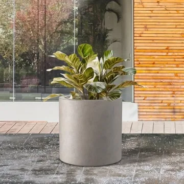 Modern Concrete Planter with Drainage Hole for Versatile Use