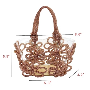 DJBM Rhinestone Floral PVC Tote Bag Elegant Party Essential