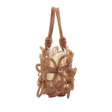 DJBM Rhinestone Floral PVC Tote Bag Elegant Party Essential