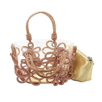 DJBM Rhinestone Floral PVC Tote Bag Elegant Party Essential