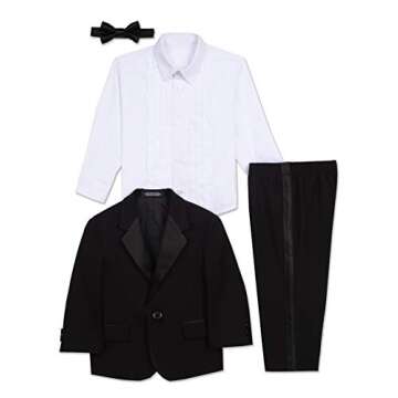 Nautica baby boys 4-piece With Dress Shirt, Bow Tie, Jacket, and Pants Tuxedo, Black, 18 Months US