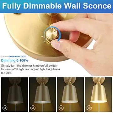 TRLIFE Dimmable Adjustable Gold Wall Sconce for Lighting