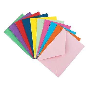 Purple Q Crafts 60 Mini Envelopes 10 Assorted Colors,Gummed closure, Gift Card, Business Card Envelo...