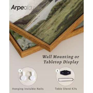 ARPEOTCY Floral Wall Art Prints, Vintage French Flower Framed Canvas Art Home Decor, Ceramic Vase Floral Oil Paintings for Living Room, Bathroom, Desktop Decor, 8"x10"