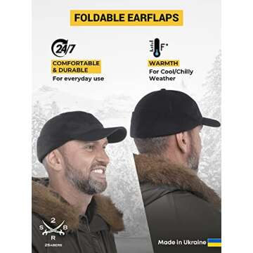 2SBR 2SABERS Tactical Winter Baseball Cap - Warm Trucker Baseball Cap Hat