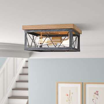 Odeums Farmhouse Flush Mount Light Fixture for Home