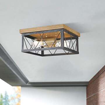 Odeums Farmhouse Flush Mount Light Fixture for Home