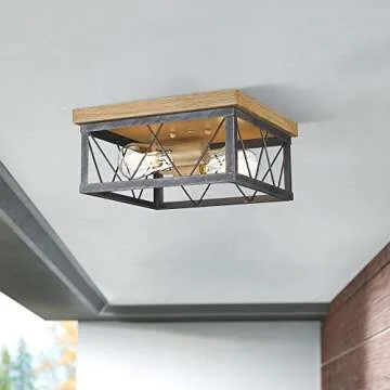 Odeums Farmhouse Flush Mount Light Fixture for Home
