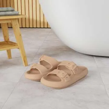 WHITIN Cloud Slippers - Unisex Open Toe Massage Sandals with Adjustable Double Buckles