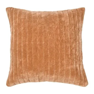 Creative Co-Op Velvet Pillow Cover 20 inch Quilted Camel