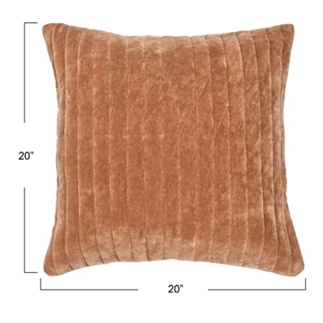 Creative Co-Op Velvet Pillow Cover 20 inch Quilted Camel