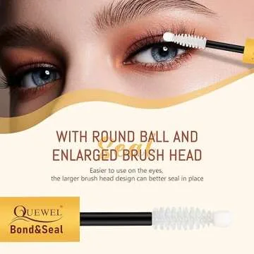 QUEWEL Eyelash Bond & Seal - Upgraded Brush Head, Waterproof & Strong Hold, DIY Lash Extensions at Home - ZS Black Bond & Clear Seal