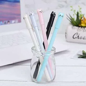 Sencoo Cute Cat Pen Set - 12 Colorful Gel Pens