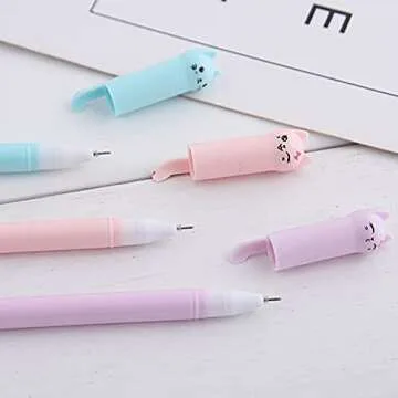 Sencoo Cute Cat Pen Set - 12 Colorful Gel Pens