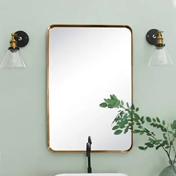 TEHOME 24x36 Brushed Gold Bathroom Mirror - Durable & Stylish