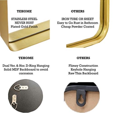 TEHOME 24x36 Brushed Gold Bathroom Mirror - Durable & Stylish