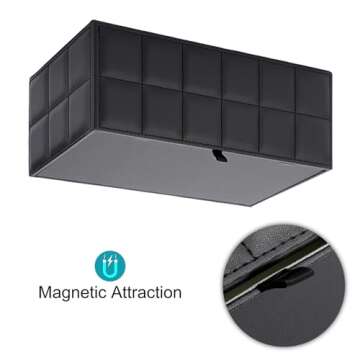 Sumnacon Rectangular Leather Tissue Box Cover - Stylish Tissue Box Holder with Magnetic Bottom, Decorative PU Tissue Box for Vanity Dresser Night Stand Table Countertop Home Office Car,Grid Black