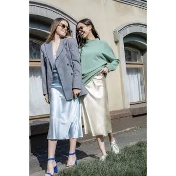 Zeagoo Silk Skirts for Women Midi High Waisted Skirt Elegant Satin Skirts Fall