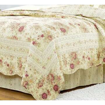 SPPRANDOM Chic Shabby Romantic Rose Bedding Set Full/Queen