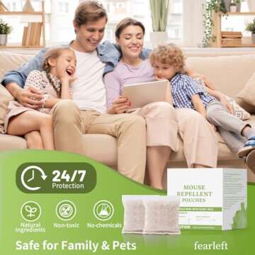 FEARLEFT Mouse Repellent Pouches, 10 Pouches Rodent Mice Rats Pests Repellent Mouse Deterrent Indoor & Outdoor, Natural Peppermint Oil for Rodents Pests Use in Car,House,RV,Boat,Garage,Shed,Cabin
