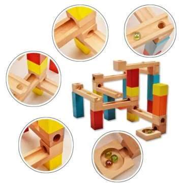 33Pcs Wooden Marble Run - Creative STEM Toys for Kids