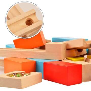 33Pcs Wooden Marble Run - Creative STEM Toys for Kids