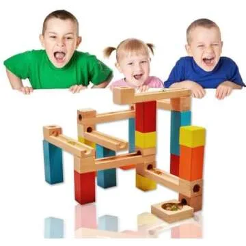 33Pcs Wooden Marble Run - Creative STEM Toys for Kids