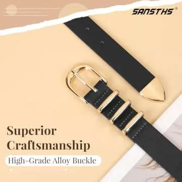 Stylish SANSTHS Women's Waist Belt with Gold/Silver Buckle