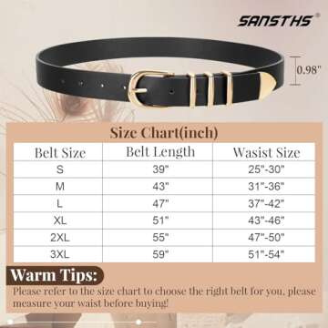 SANSTHS Fashion Belt for Women, Womens Waist Belt for Pants Jean, Ladies Waist Belt with Gold/Silver Buckle, Brown L