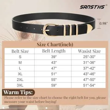 Stylish SANSTHS Women's Waist Belt with Gold/Silver Buckle