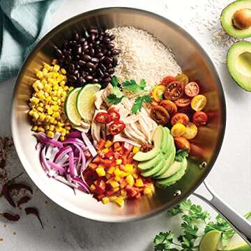 Tramontina Seattle Tri-Ply Clad Stainless Steel 12-Inch Large Frying Pan, Induction-Ready Skillet, Dishwasher-Safe, NSF-Certified, Made in Brazil