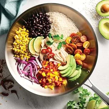 Tramontina Seattle Tri-Ply Clad Stainless Steel 12-Inch Large Frying Pan, Induction-Ready Skillet, Dishwasher-Safe, NSF-Certified, Made in Brazil