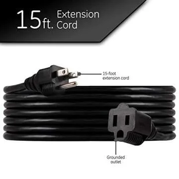 UltraPro Outdoor Extension Cord - 15 Ft Heavy Duty for Outdoor Use