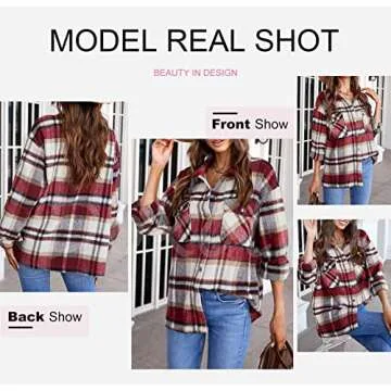 Dokotoo Vintage Plaid Button Down Shirt for Women