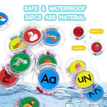 26pcs Letters Floating Alphabet Bath Toys Ring, Mold Free Bathtub Toys Water Pool Toys Set with Mesh Bag for Kids Babies Toddlers Ages 2 3 4 - Preschool ABC Learning Educational Gifts