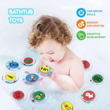 26pcs Letters Floating Alphabet Bath Toys Ring, Mold Free Bathtub Toys Water Pool Toys Set with Mesh Bag for Kids Babies Toddlers Ages 2 3 4 - Preschool ABC Learning Educational Gifts