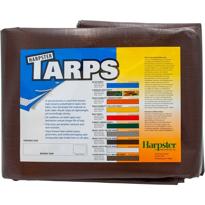 Heavy Duty Brown Tarp 10'x20' - 16 Mil Thickness