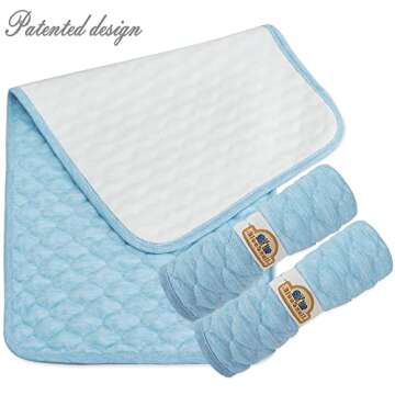 BlueSnail Quilted Thicker Waterproof Changing Pad Liners,3 Count(Blue 13” x 27”)