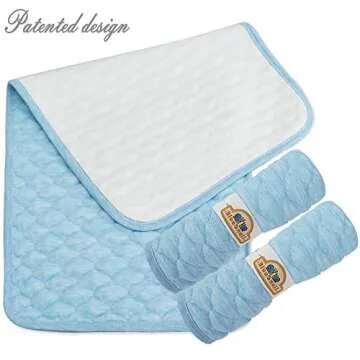 BlueSnail Quilted Thicker Waterproof Changing Pad Liners,3 Count(Blue 13” x 27”)