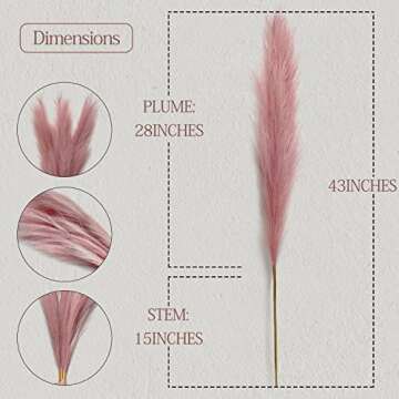 Elegant Faux Pampas Grass 43" Tall for Home Decor
